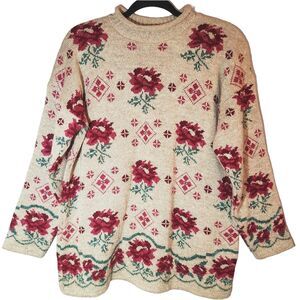 Vintage Bugle Boy Women's Floral 90s sweater Size Large